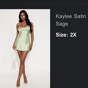 Fashion Nova Satin Mini Dress - Light Green